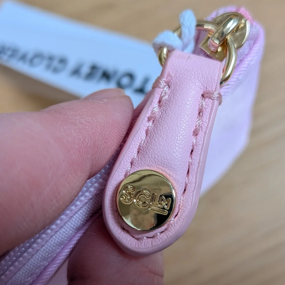 NWT Stoney Clover Lane Pink Zippered Nylon Card Holder Wallet